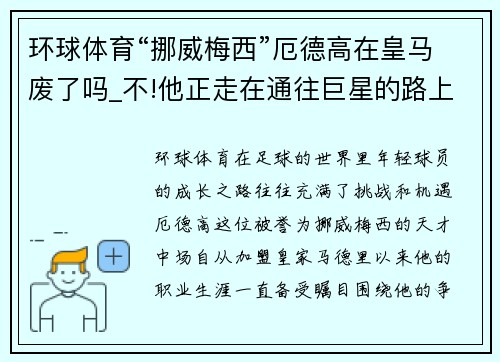 环球体育“挪威梅西”厄德高在皇马废了吗_不!他正走在通往巨星的路上 - 副本